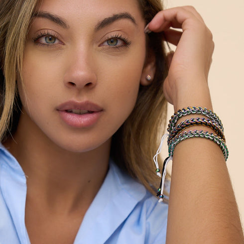 Weiß x Einhorn Silber | Gaia Weizenkettenarmband